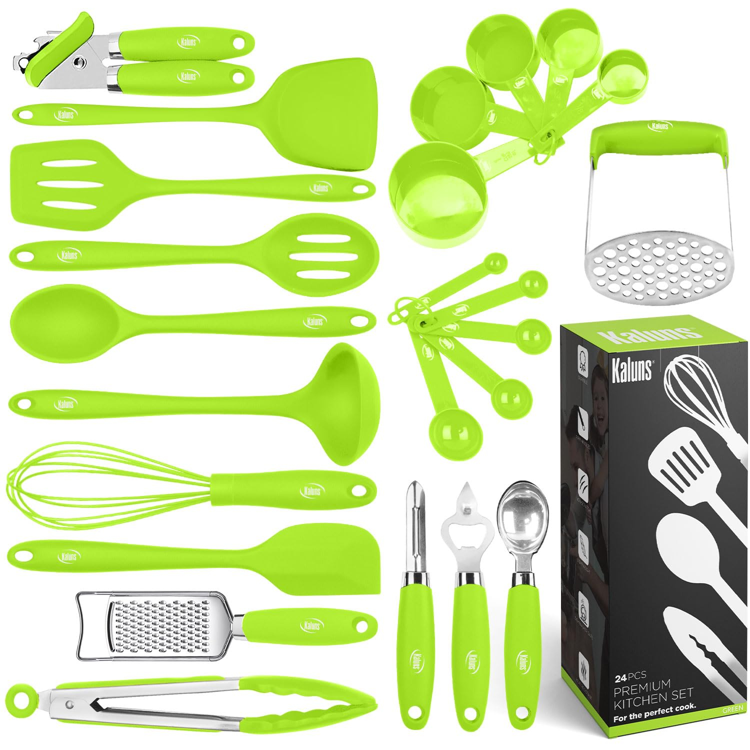 Kaluns 24-Pc Silicone Cooking Utensils Set Apartment Essentials Kitchen Tools