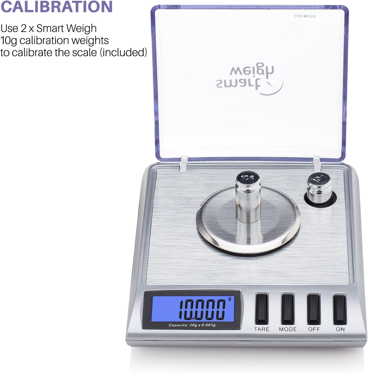Smart Weigh GEM20-20g x 0.001 Grams, High Precision Digital Milligram Jewelry Scale, Reloading, Jewelry and Gems Scale, Calibration Weights and Tweezers Included