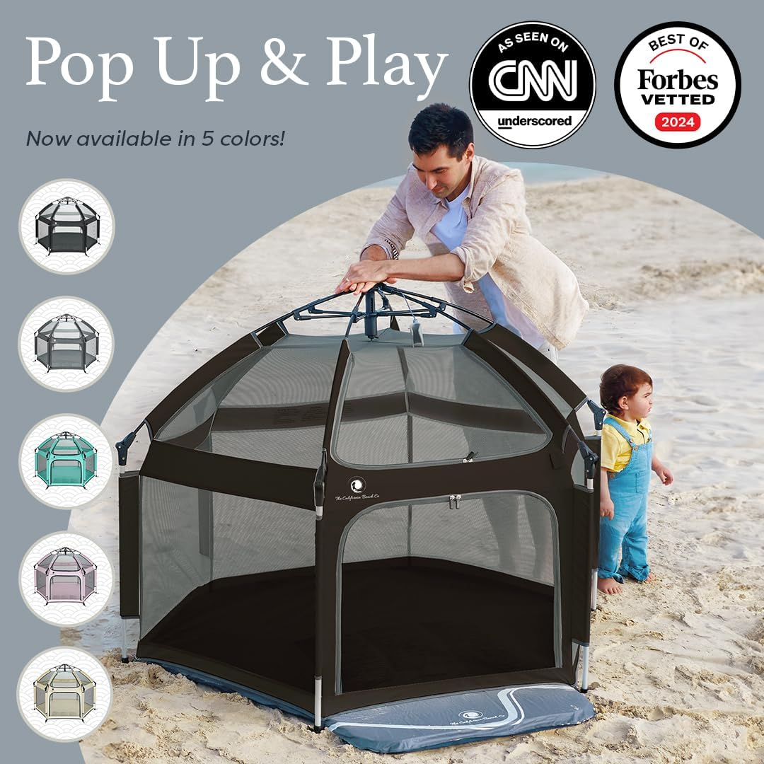 Anchor Grey Foldable Portable Baby Playpen with Canopy and Travel Bag