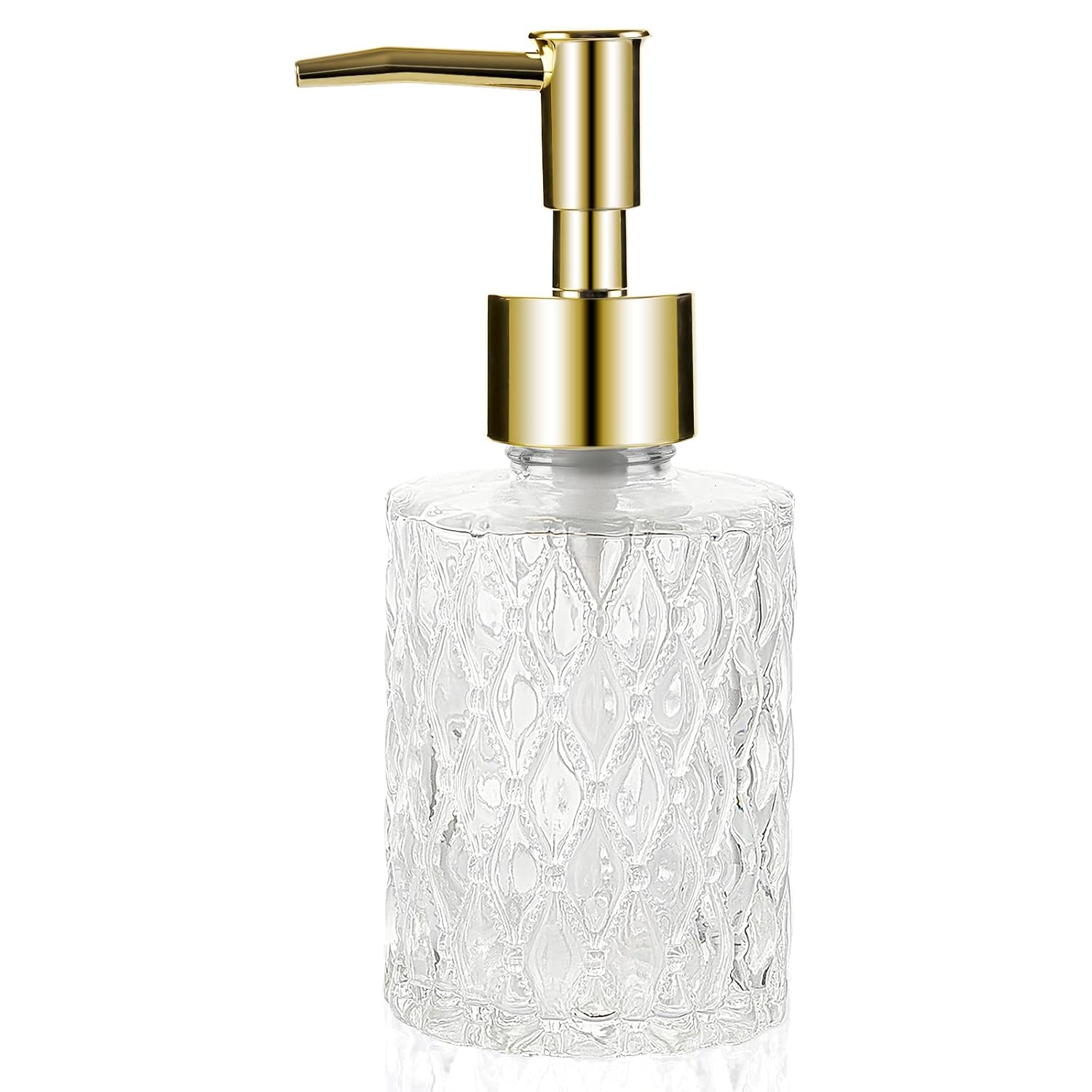 Multipurpose Soap Dispenser Easy to Clean Glass Soap Pump Dispenser Ideal for Bath and Bathroom (Gold)