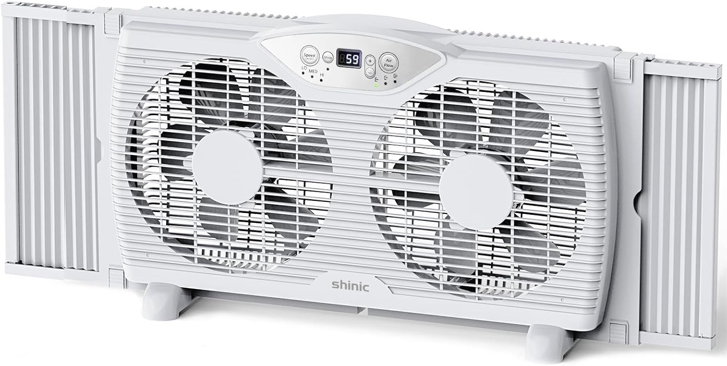Shinic Glossy White Remote Controlled Reversible Window Fan