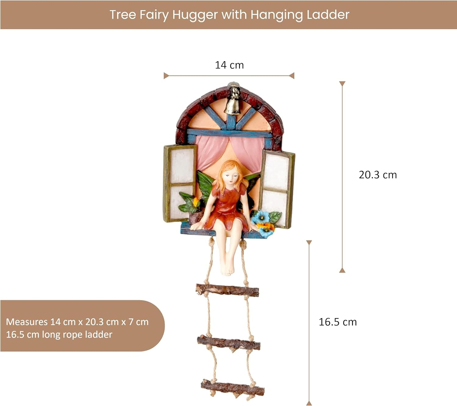 Hand-Painted Polyresin Fairy Tree Hanger with Rope Ladder