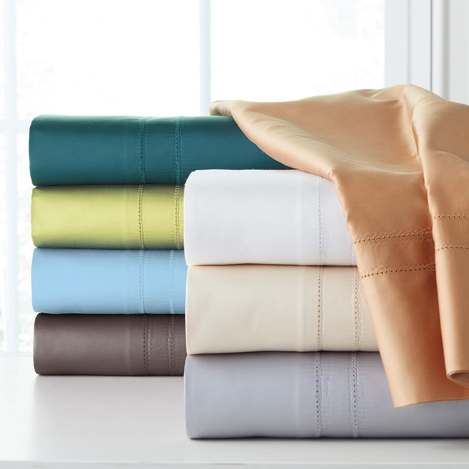Pointehaven - 620-KWH 620 Thread Count Long Staple Cotton Deep Pocket Oversized Sheet Set, King, White