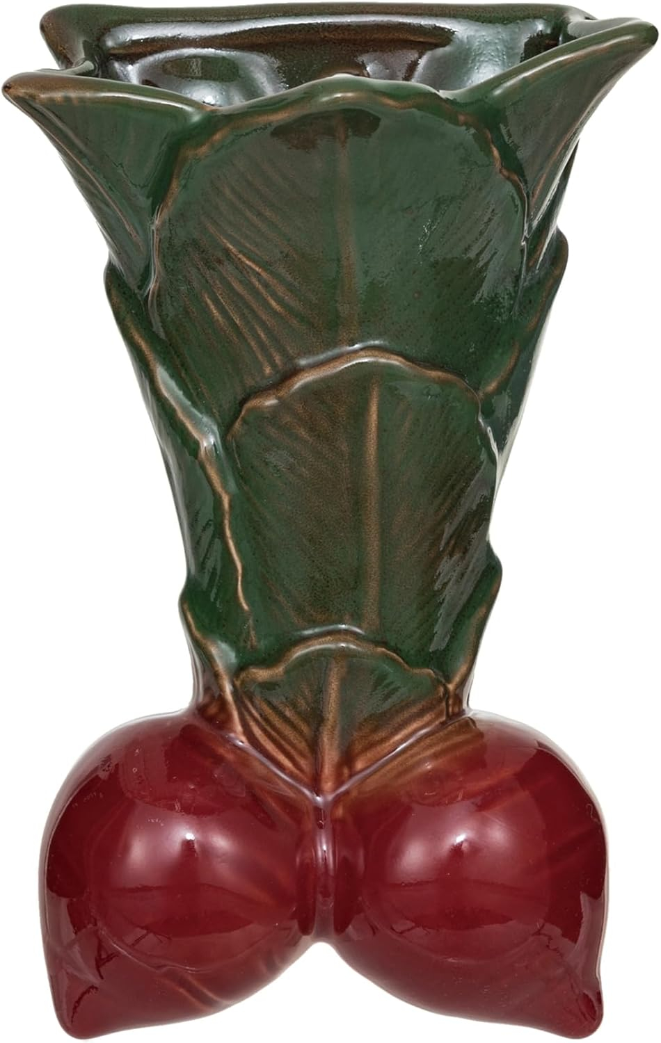 Creative Co-Op Embossed Stoneware Radish Shaped Wall Vase Planter, Green and Red