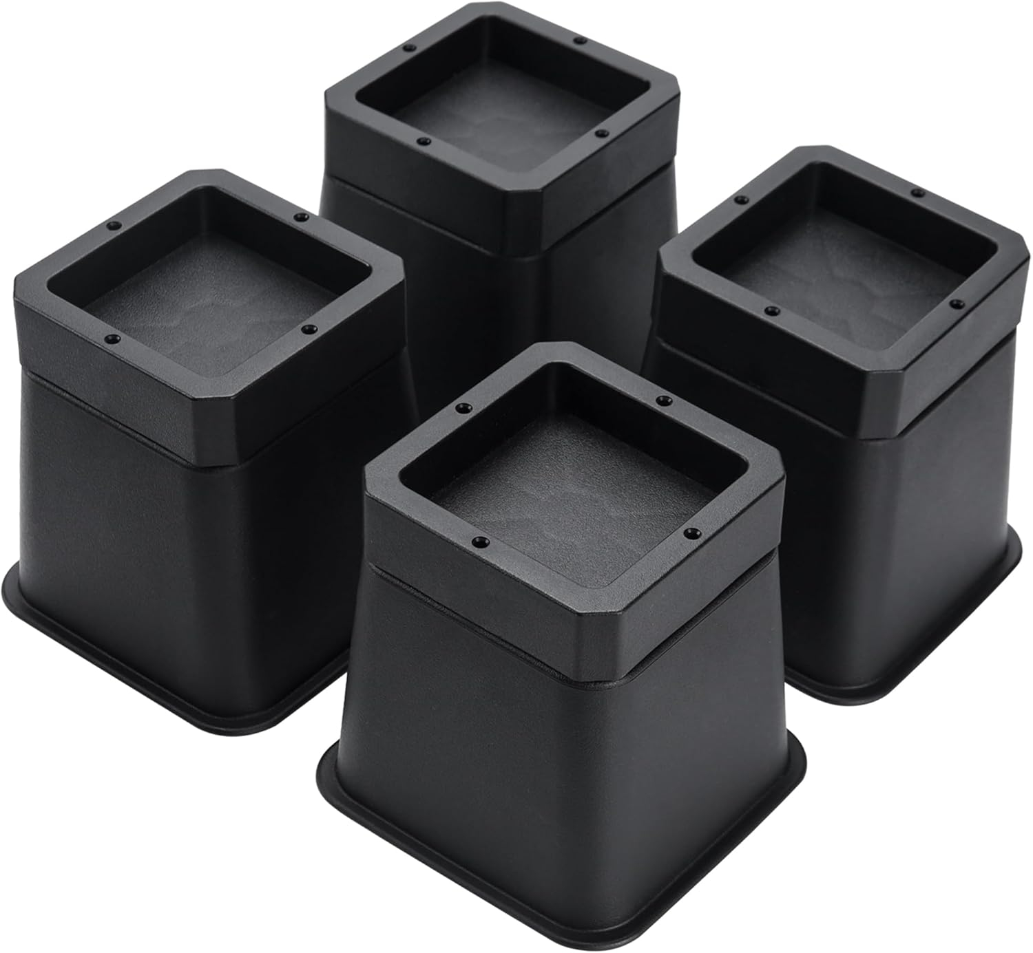 BTSD-home 3" or 6" Stackable Plastic Bed Risers, Black, 4 Pack