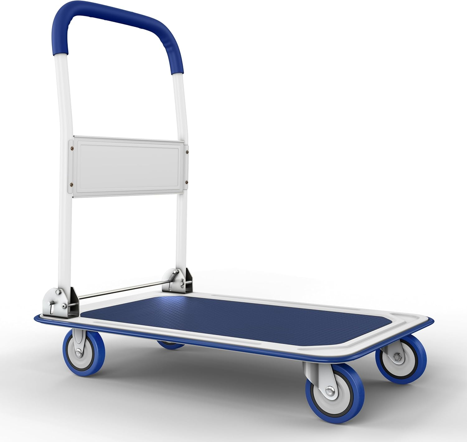 QuellQuest Upgraded Foldable Push Cart  | 330 lbs. Capacity Moving Platform Hand Truck | Heavy Duty Space Saving Collapsible | Swivel Push Handle Flat Bed Wagon(Blue)