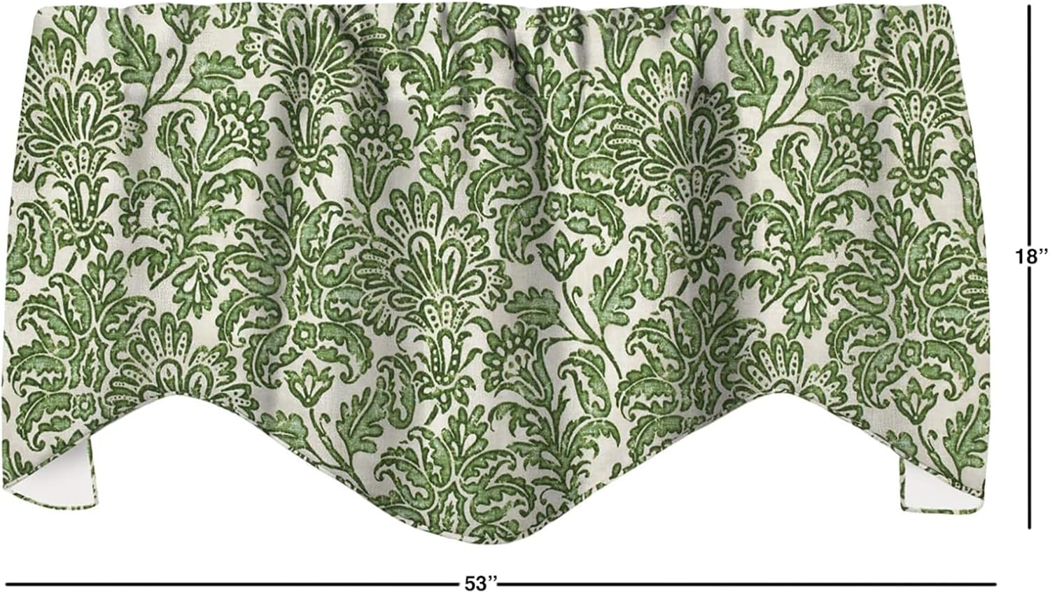Valances for Kitchen Curtains, Living Room Window Treatments Made in USA with Tommy Bahama Fabric, Swag Green Batik, Rod Pocket 53" x 18"