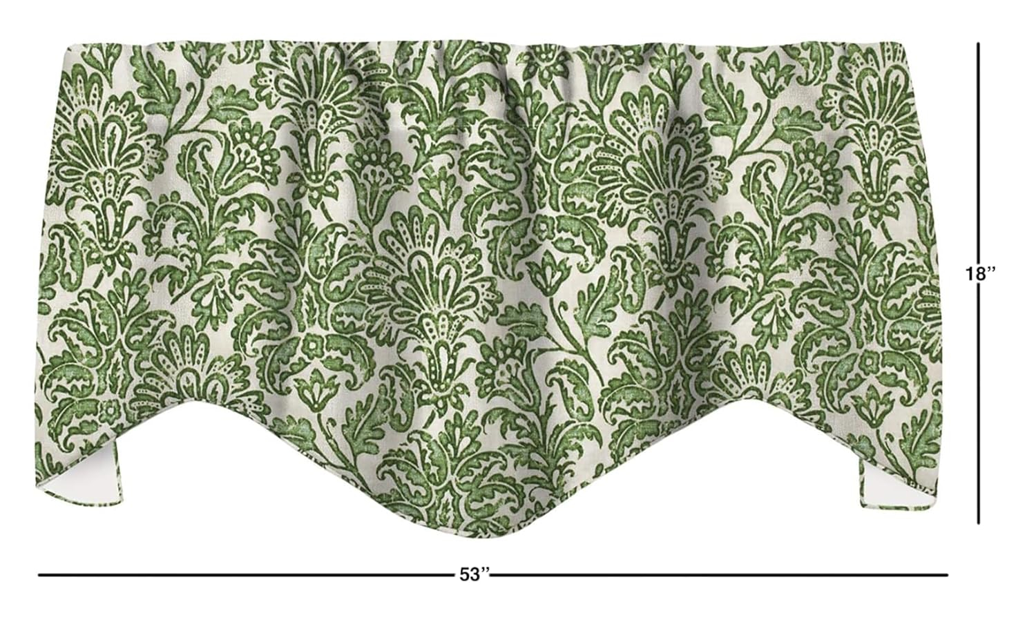 Valances for Kitchen Curtains, Living Room Window Treatments Made in USA with Tommy Bahama Fabric, Swag Green Batik, Rod Pocket 53" x 18"