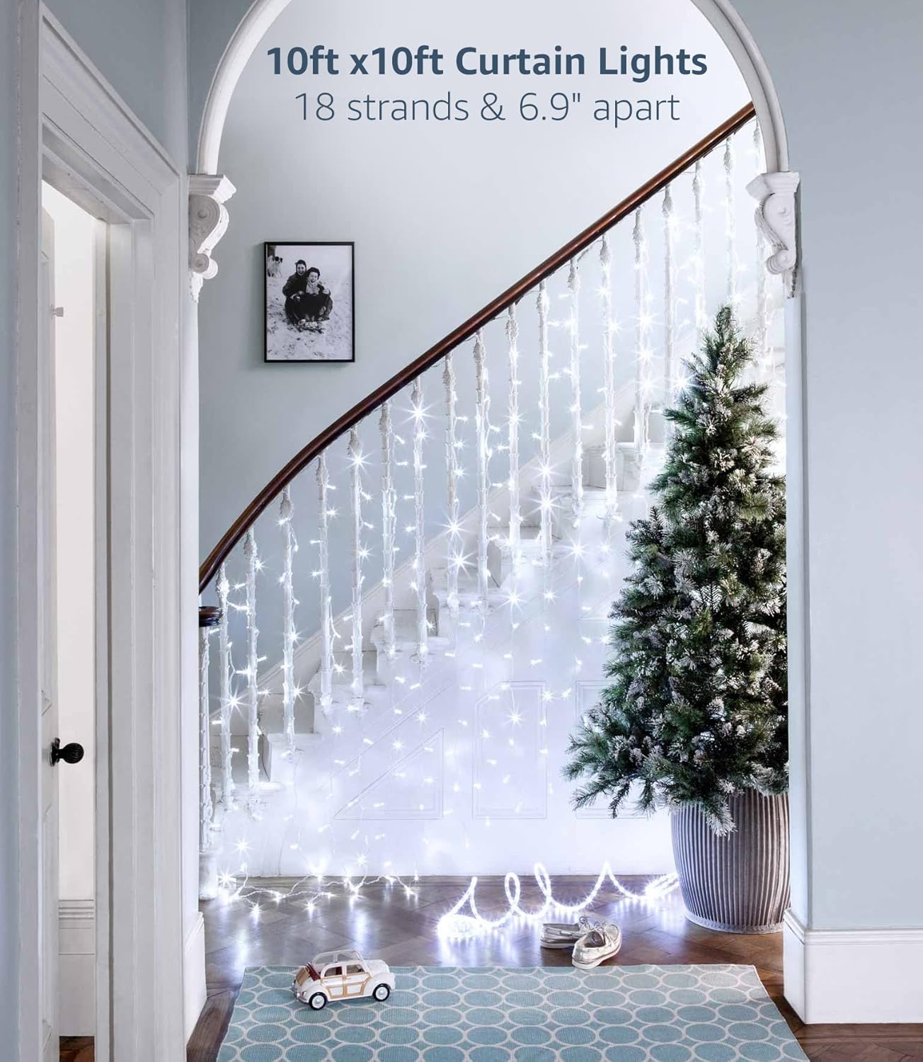Cool White LED Curtain Fairy Lights for Indoor/Outdoor Use