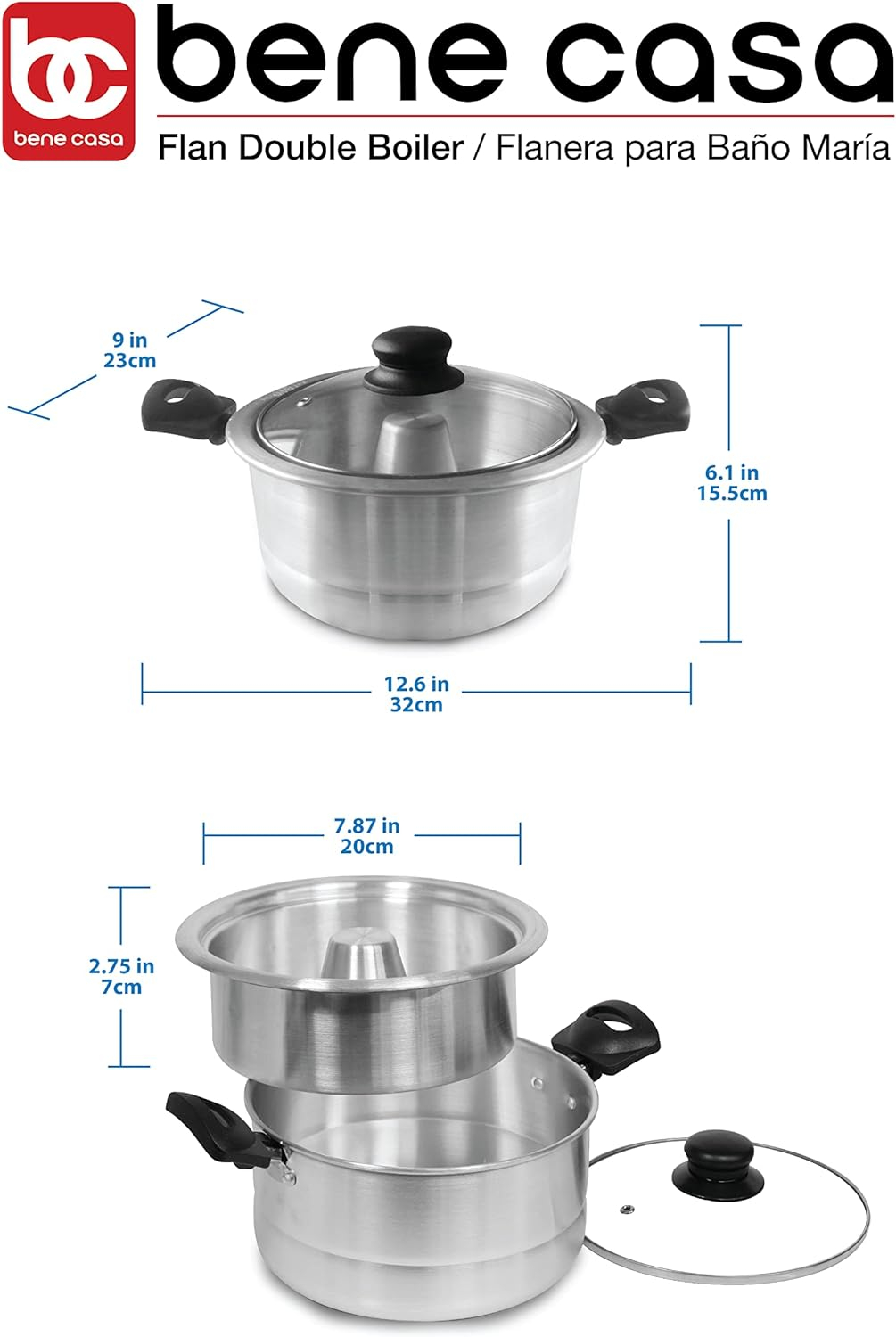 Flan Double Boiler - Flanera para bano de Maria (imported) 1.6 lts