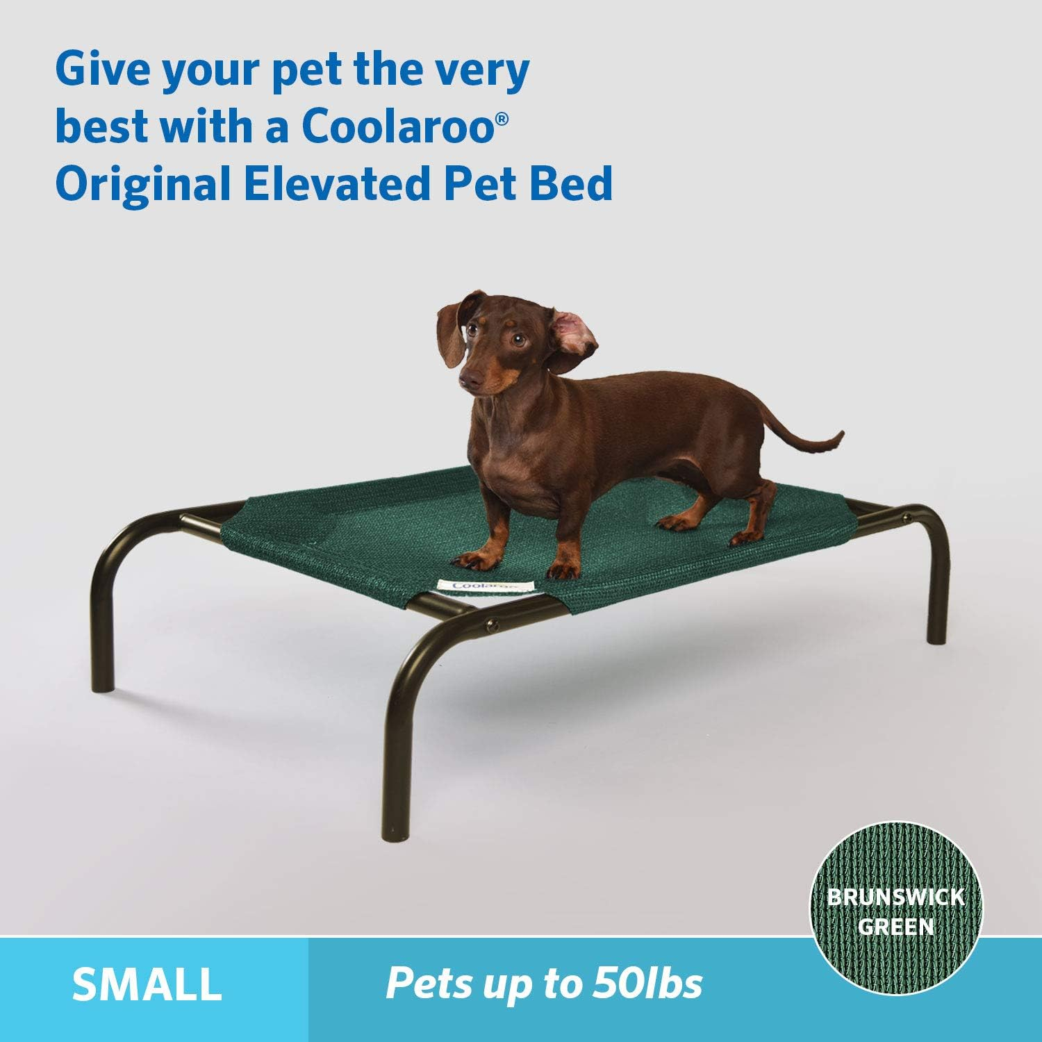 The Original Coolaroo Elevated Pet Dog Bed Replacement Cover, Small, Brunswick Green