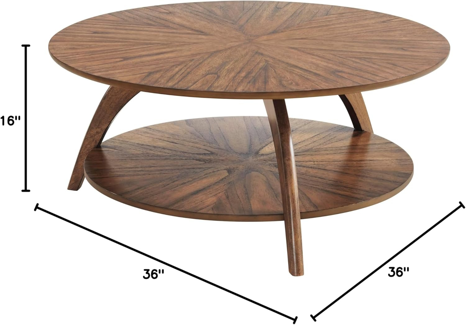 Martin Svensson Home LAX Round Wood Coffee Table in Warm Nutmeg Brown