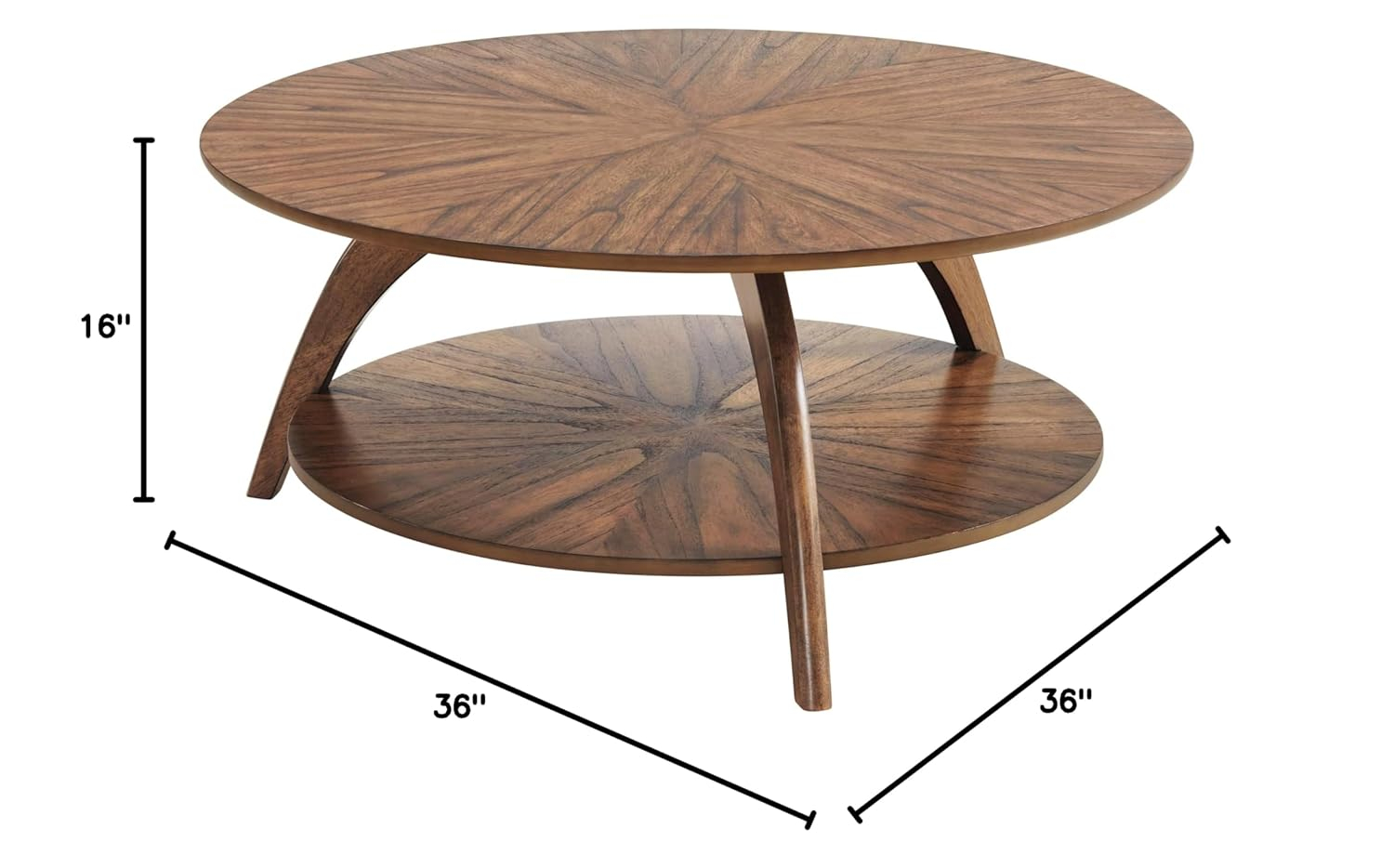 Martin Svensson Home LAX Round Wood Coffee Table in Warm Nutmeg Brown