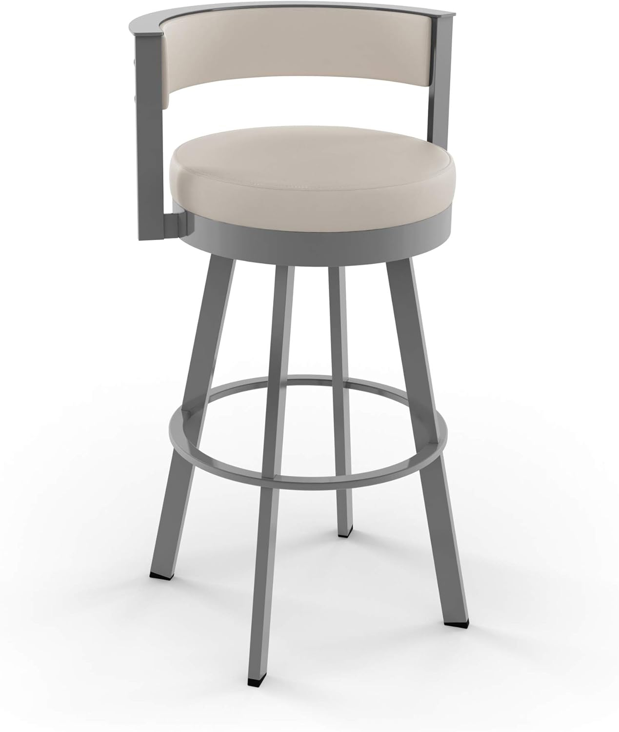 Amisco Browser 26 In. Swivel Counter Stool - Cream Faux Leather / Metallic Grey Metal