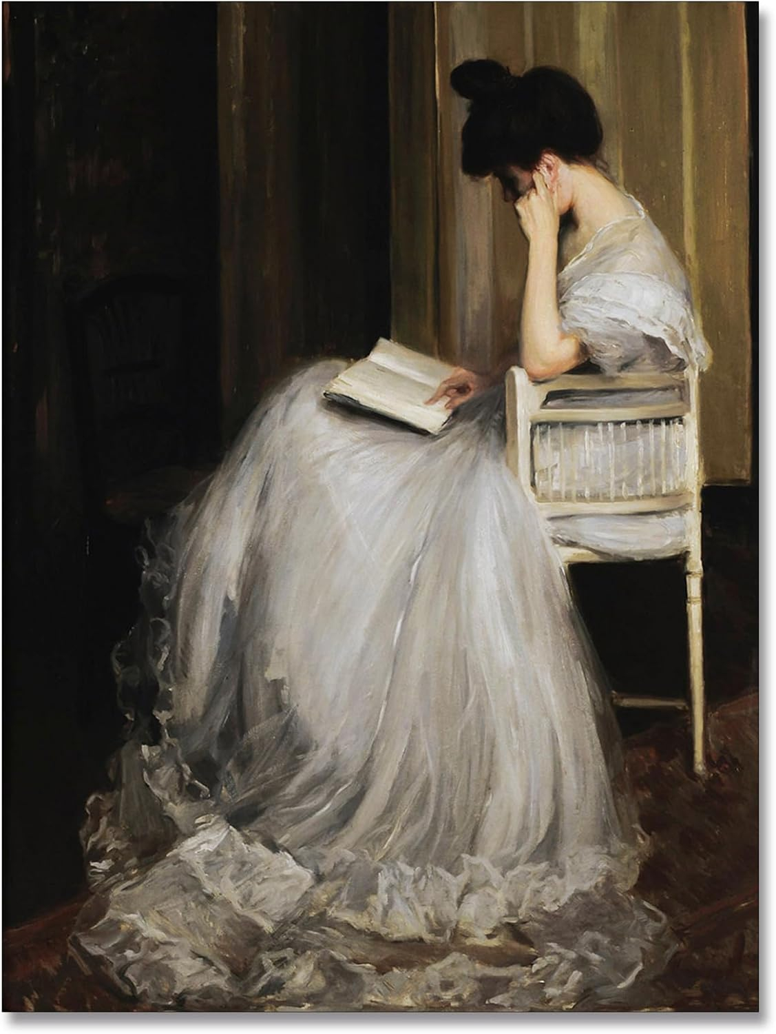 uoyien Vintage French Canvas Wall Art Famous Artwork Woman Reading Portrait Oil Painting Dark Academia Aesthetic Print 19th Century Antique Poster Retro Gallery Home Decor16x24in Unframed