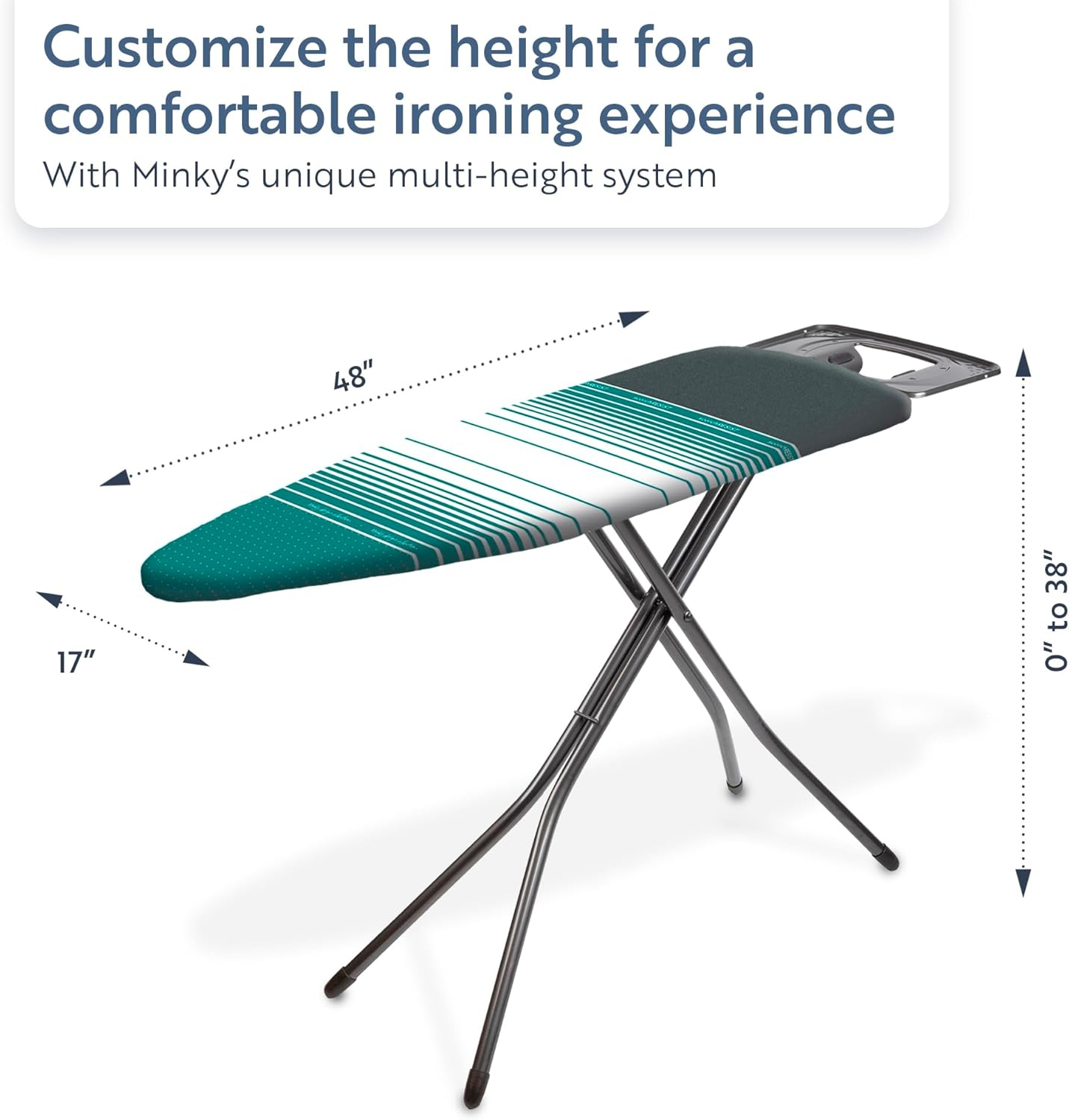 Extra Wide Black Iron Floor Mount Foldable Ironing Board