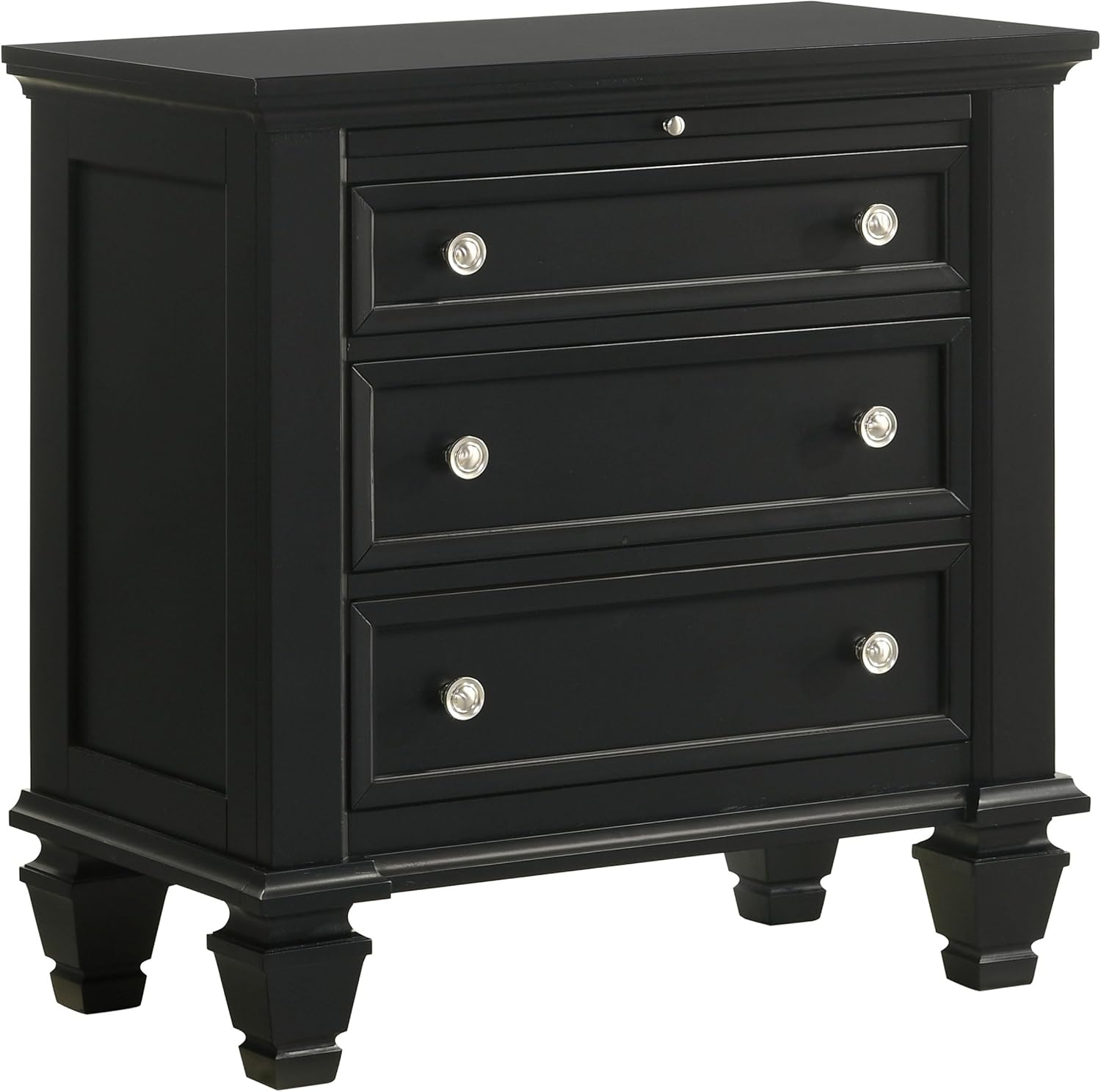 Coaster Sandy Beach Coastal 3-Drawer Wood Nightstand in Black