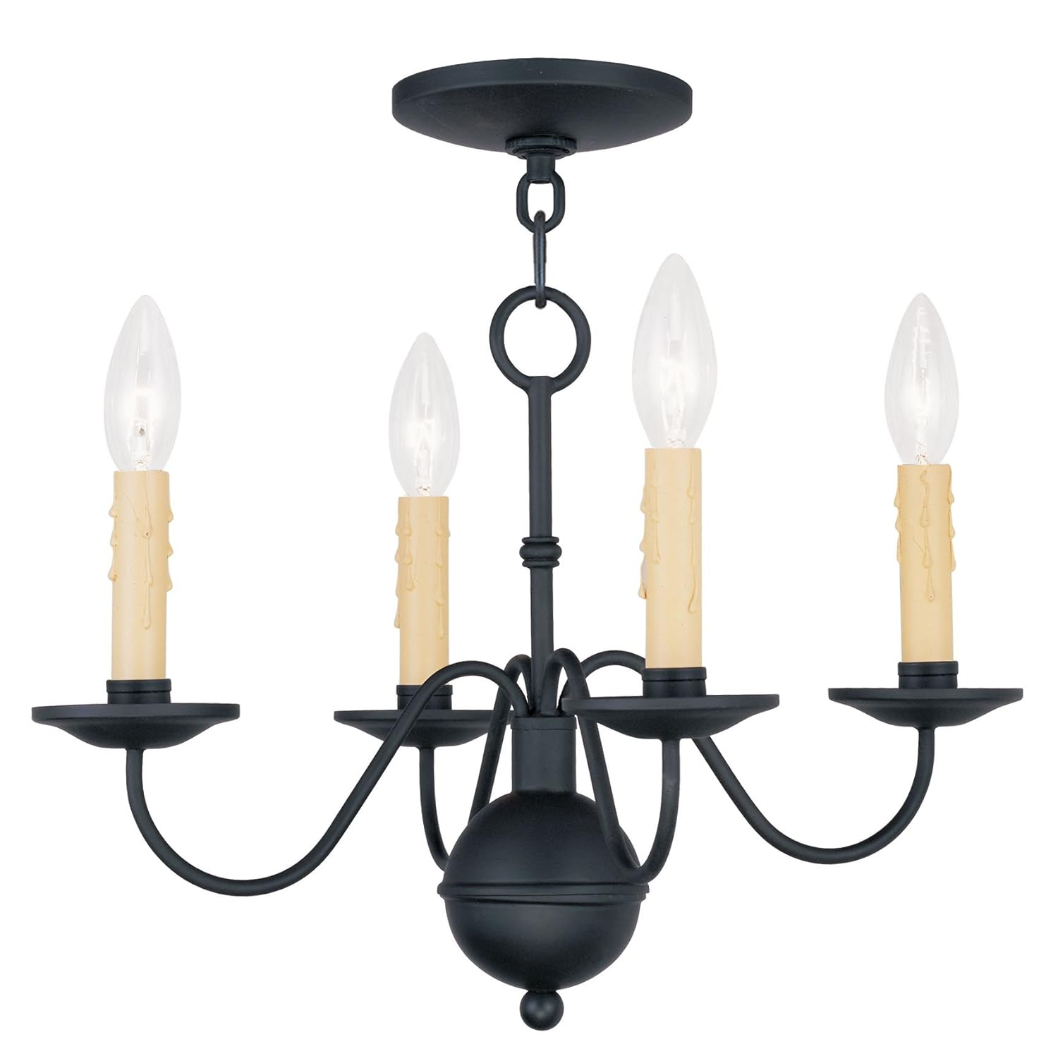 Livex Lighting 4494-04 Heritage 4-Light Mini Chandelier, Black, 12.5