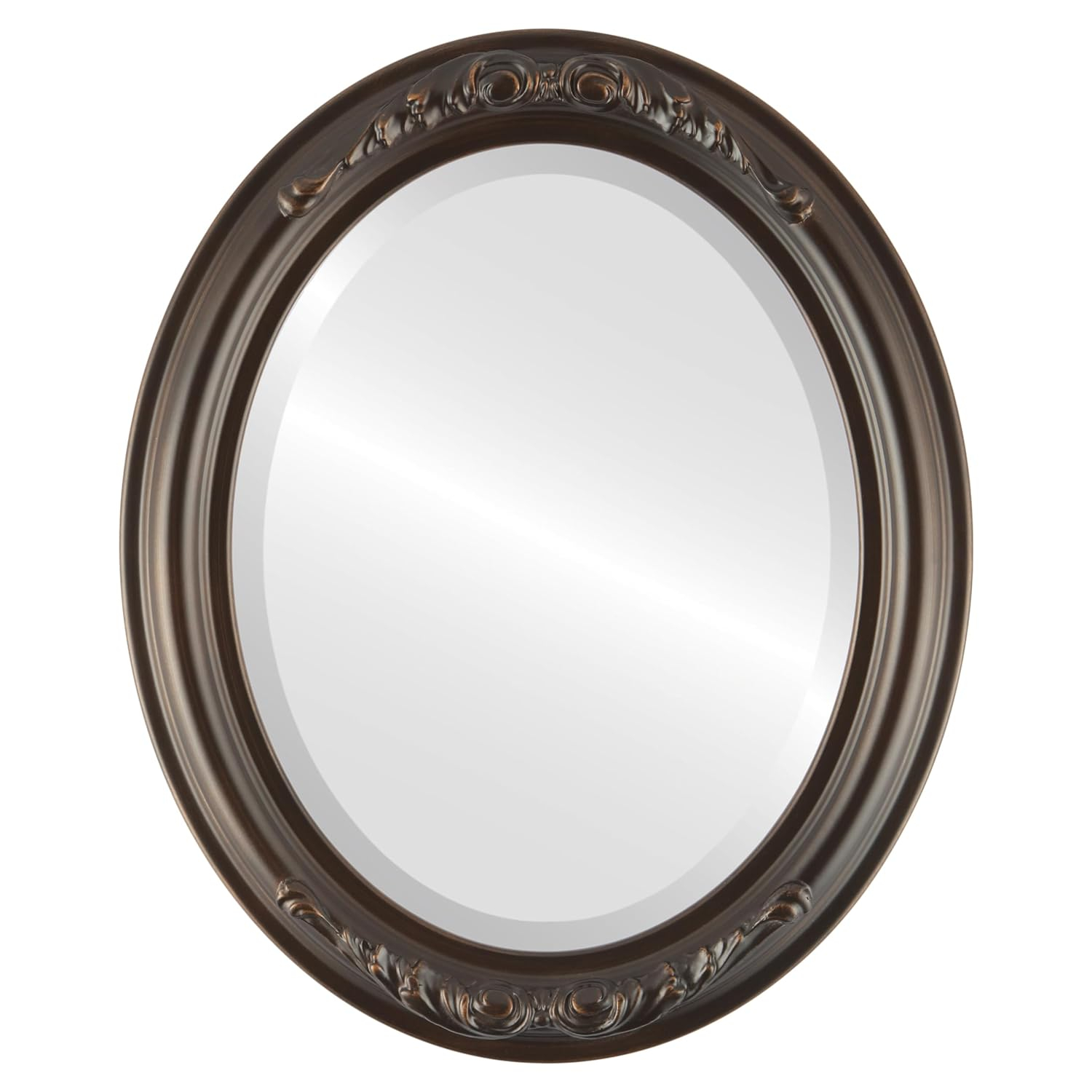 OVALCREST by The OVALCREST Mirror Store Florence Framed Oval Mirror in Rubbed Bronze - Antique Bronze 19x23