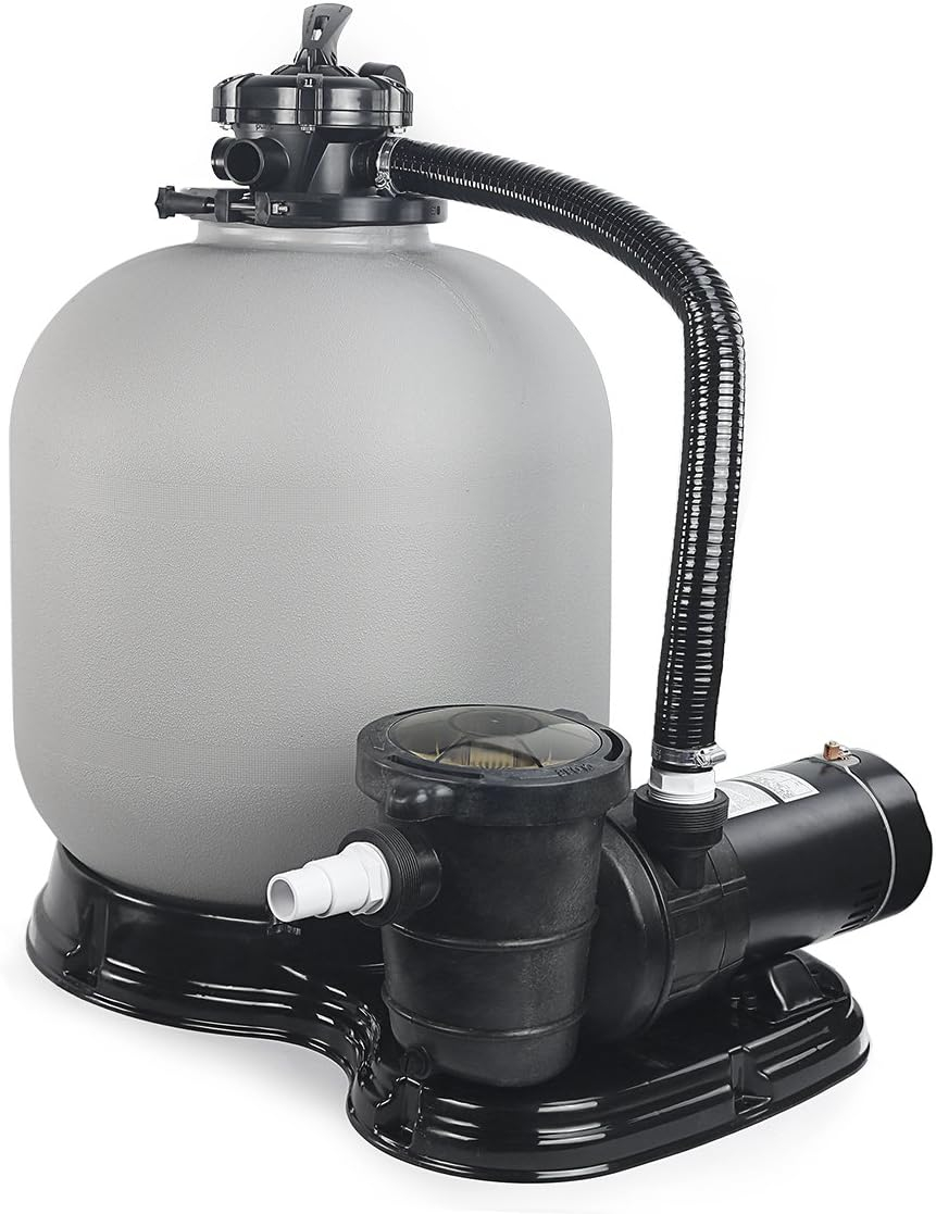 XtremepowerUS 19" Sand Filter Pump, 4500GPH,  With 1.5HP Pool Pump For Above Ground Pools, With 5-Way Multi-Port Valve & Strainer Basket, For Domestic & Commercial Pools