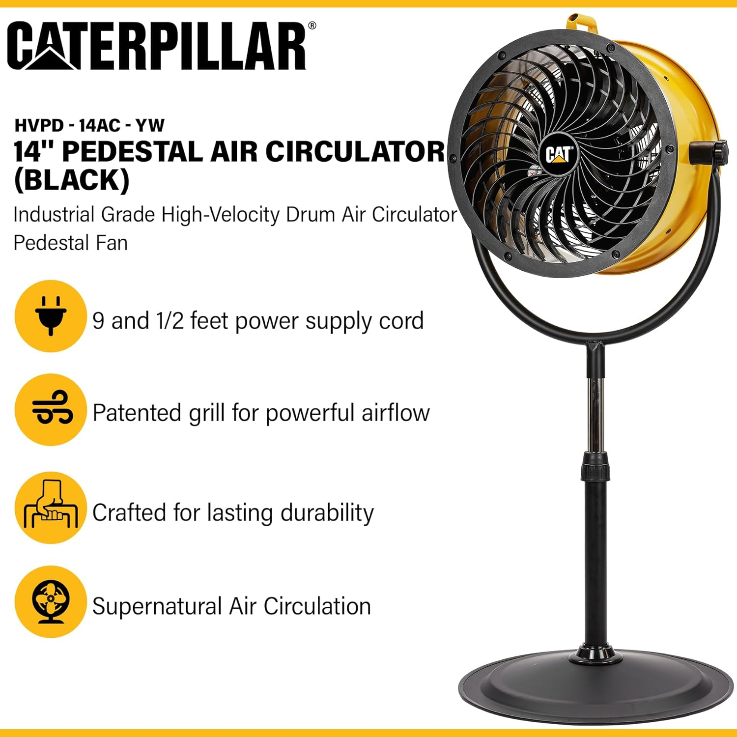 Yellow Industrial High Velocity Floor Fan with Aluminum Blades