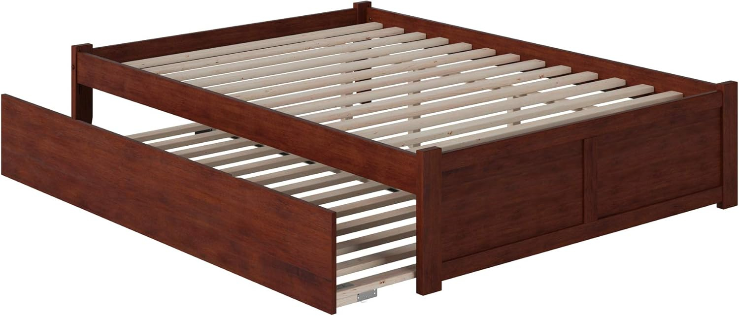 Concord Queen Bed with Footboard and Twin Extra Long Trundle in Walnut