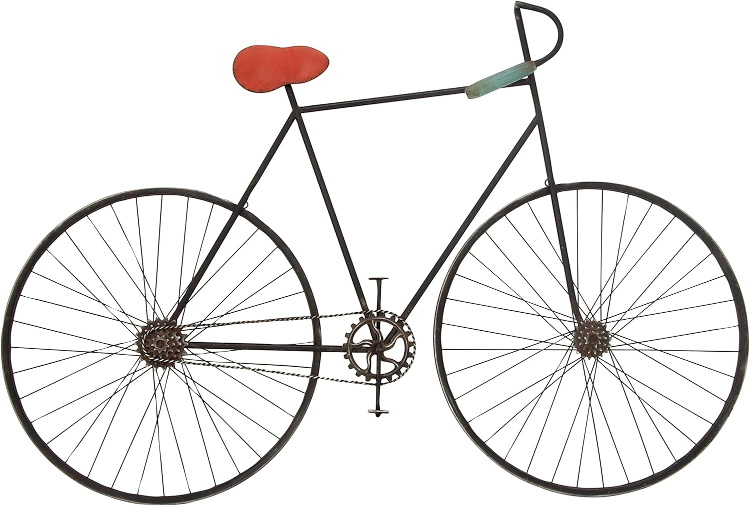 Deco 79 Metal Bike Wall Decor with Seat and Handles, 56" x 3" x 37", Black