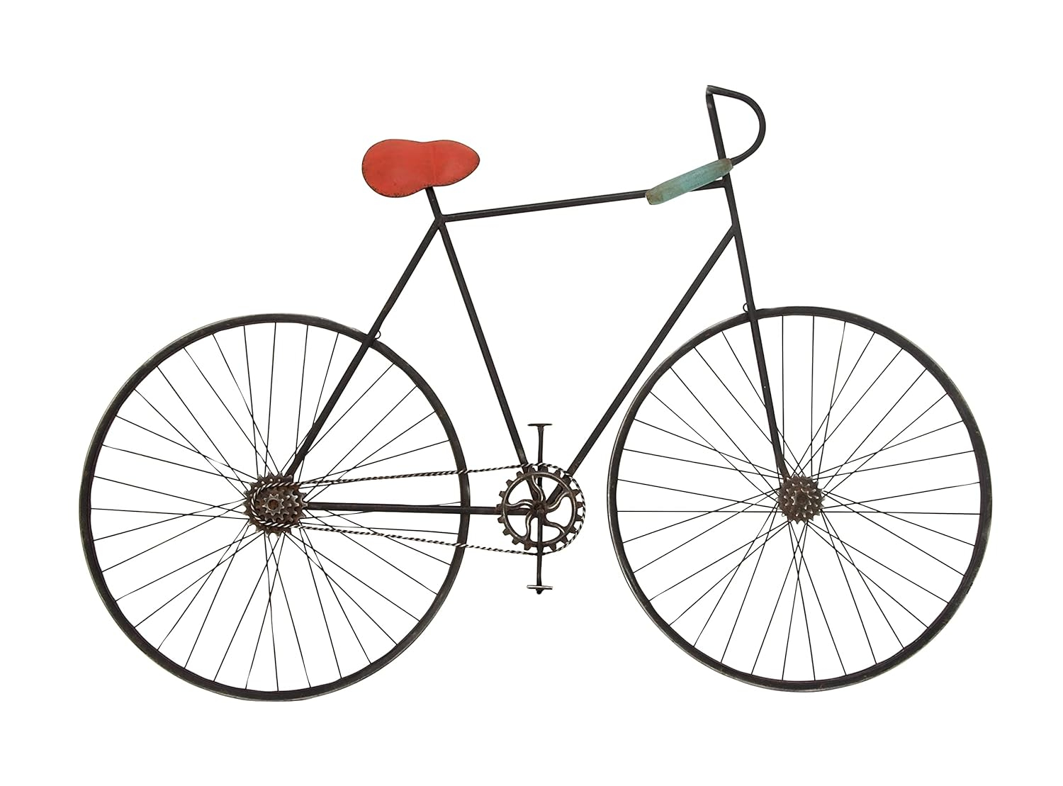 Deco 79 Metal Bike Wall Decor with Seat and Handles, 56" x 3" x 37", Black