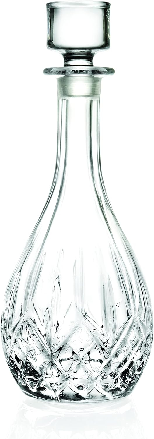 Elegant Clear Crystal Glass Wine Decanter with Stopper, 30 Oz