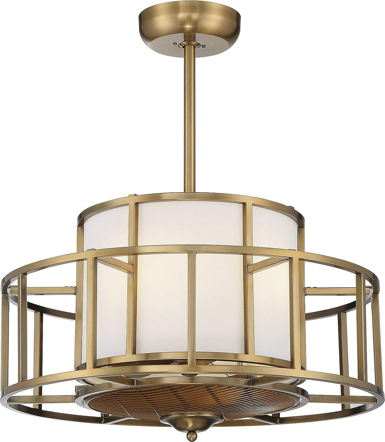 Warm Brass Four Light Fan D'Lier from the Oslo Collection