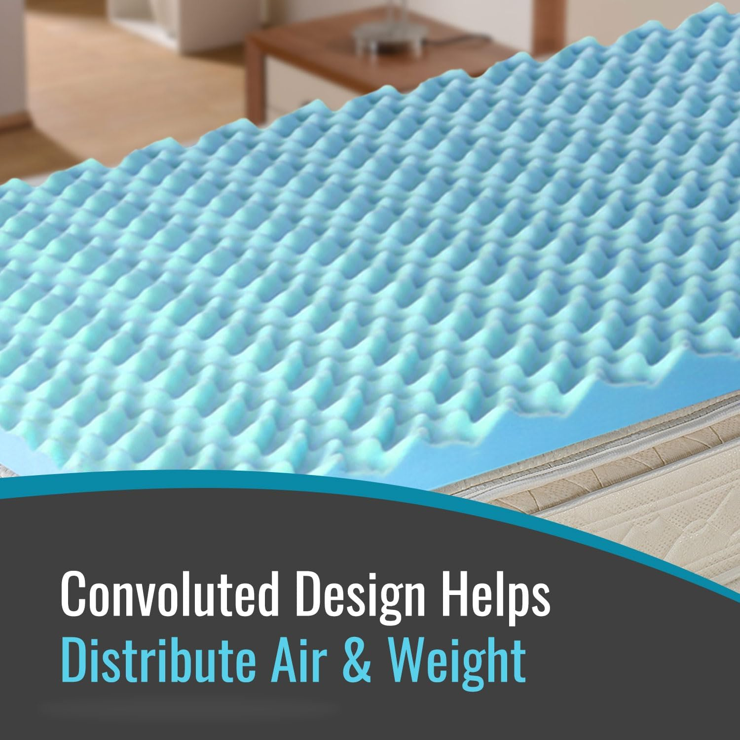 DMI Foam Mattress Topper, Egg Crate Foam Pad, Full Size Mattress, 50 x 72 x 2