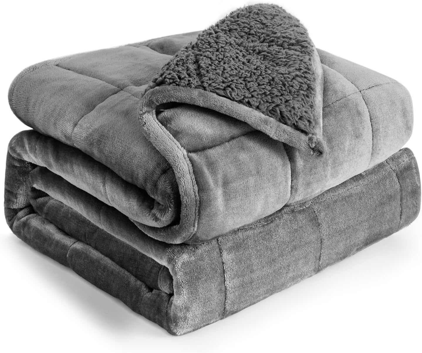 Cottonblue Faux Fur Weighted Blanket 15 lbs, Long Fur Fluffy Weighted Blanket Twin Size for Adults, Cozy Warm Fuzzy Sherpa Reverse Heavy Blanket for Sofa Bed Couch, 48 x 72 Inches, Morandi Grey