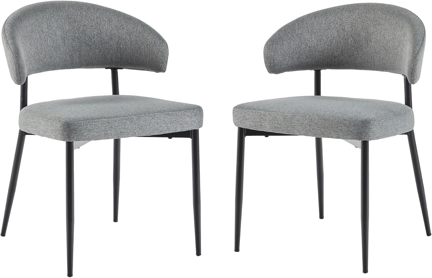 Walker Edison Modern Curved Back Upholstered Dining Chair, Set of 2, Charcoal