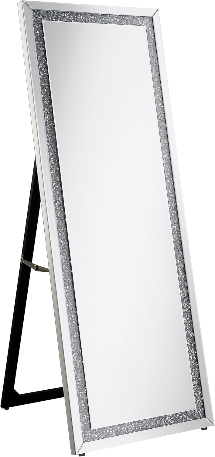 Rectangular Cheval Floor Mirror Silver
