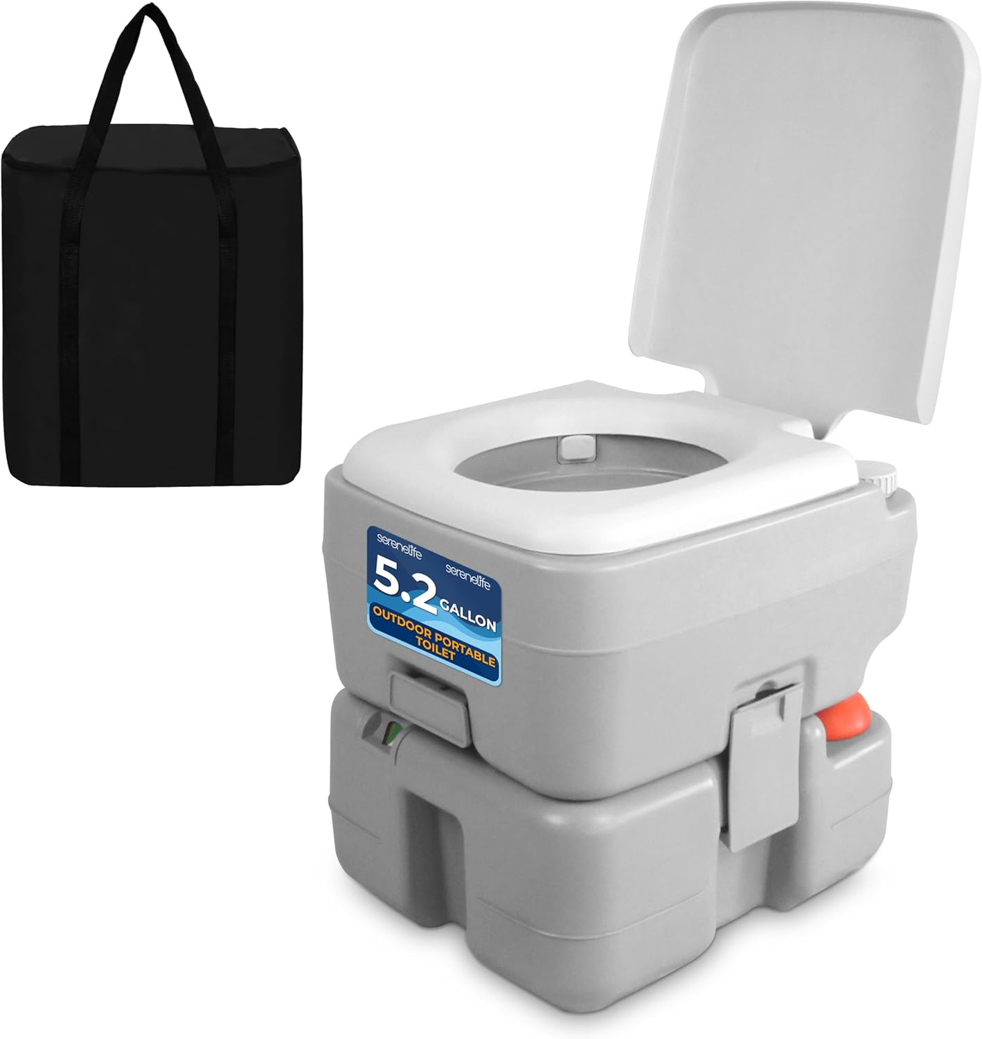 SereneLife 5.3 Gallon Portable Flushing Indoor Outdoor Travel Camping RV Toilet