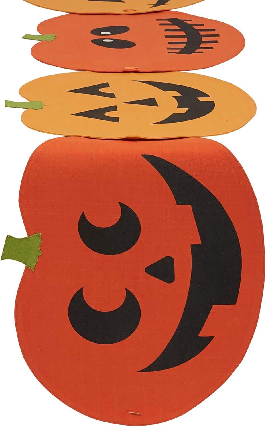 DII Halloween Party Tabletop Decor, Reusable & Machine Washable Cotton Fabric, Table Runner/Placemat Set, Jack o Lantern, 4 Piece