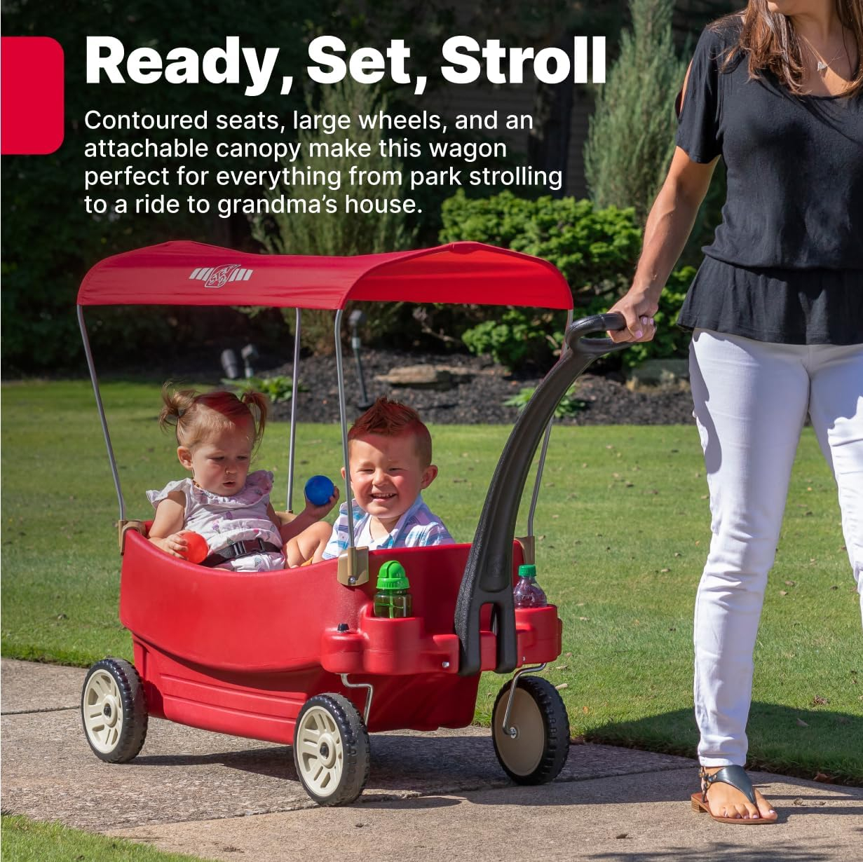 Step2 All Around Canopy Wagon Red Kids Wagon with Canopy