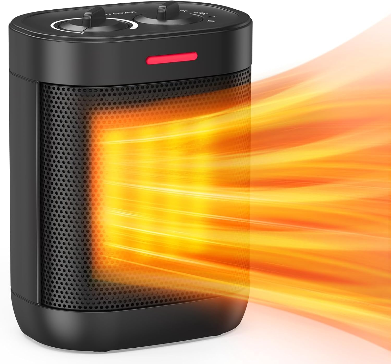 Small Space Heater for Indoor Use, PTC Electric Heater for Bedroom, 1000W Fast Heating with Thermostat, Overheating & Tip-Over Protection, Portable Small Heater