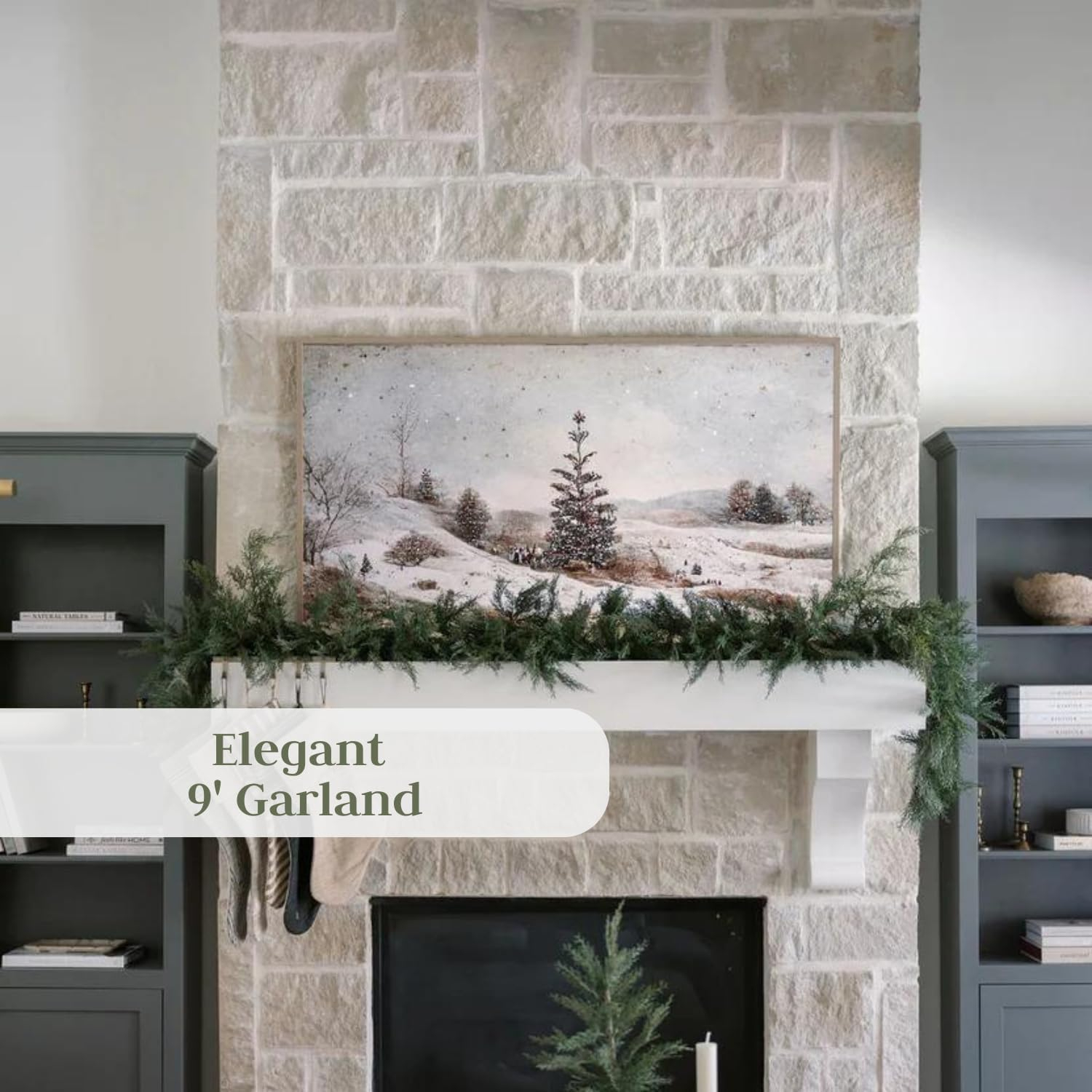 9' Green Faux Cedar Christmas Garland Runner