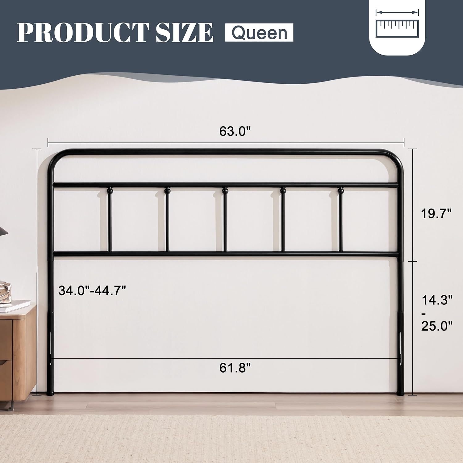 Black Metal Headboard King Size, Height Adjustable King Headboard Only, King Size Headboard Only for Bedroom, Vintage King Headboards, Farmhouse Headboard King, King Metal Bed Headboard Only