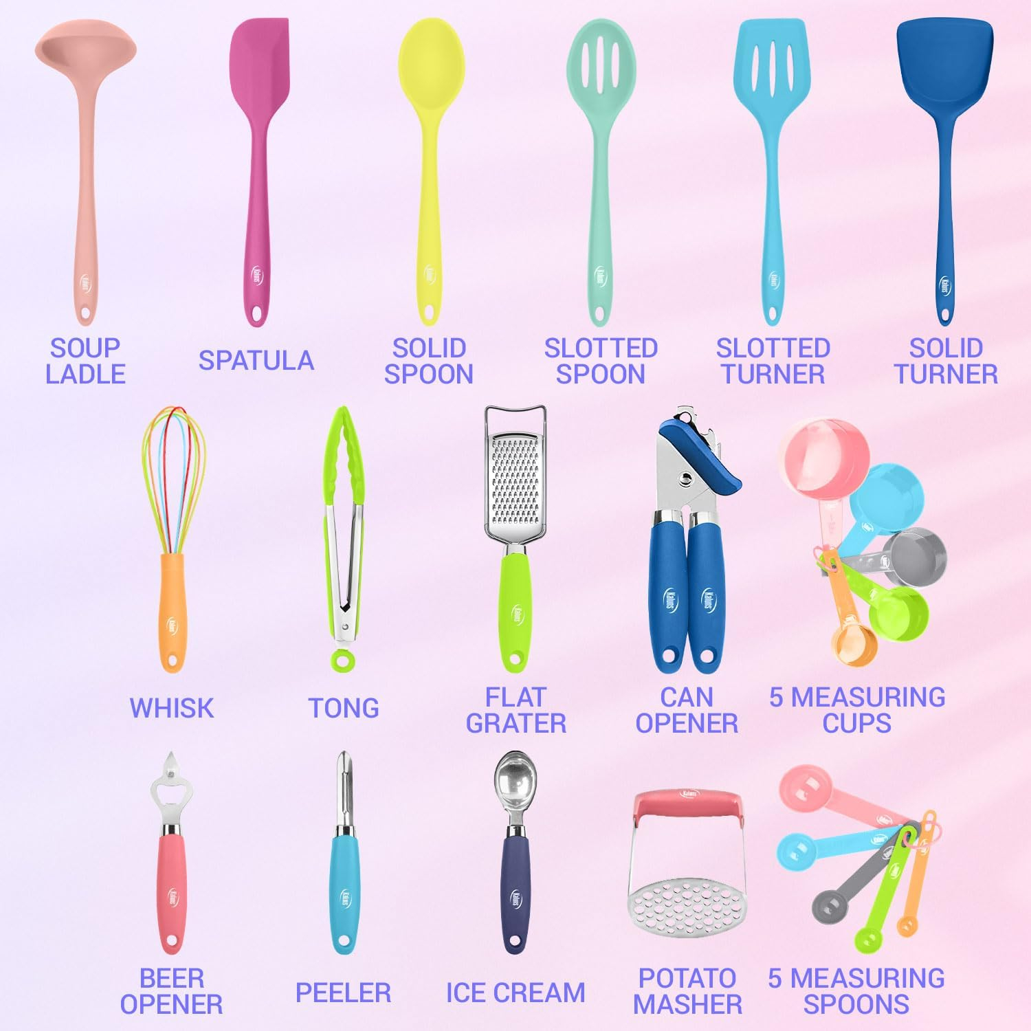 Kaluns 24-Pc Silicone Cooking Utensils Set Apartment Essentials Kitchen Tools