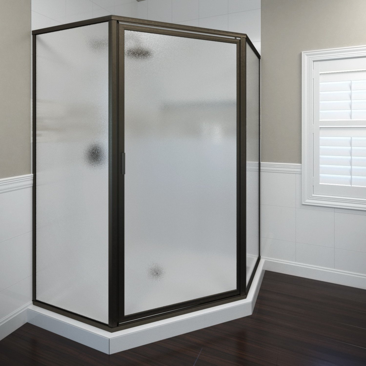 Deluxe 57.625'' W 68.625'' H Framed Neo-angle Reversible Shower Enclosure
