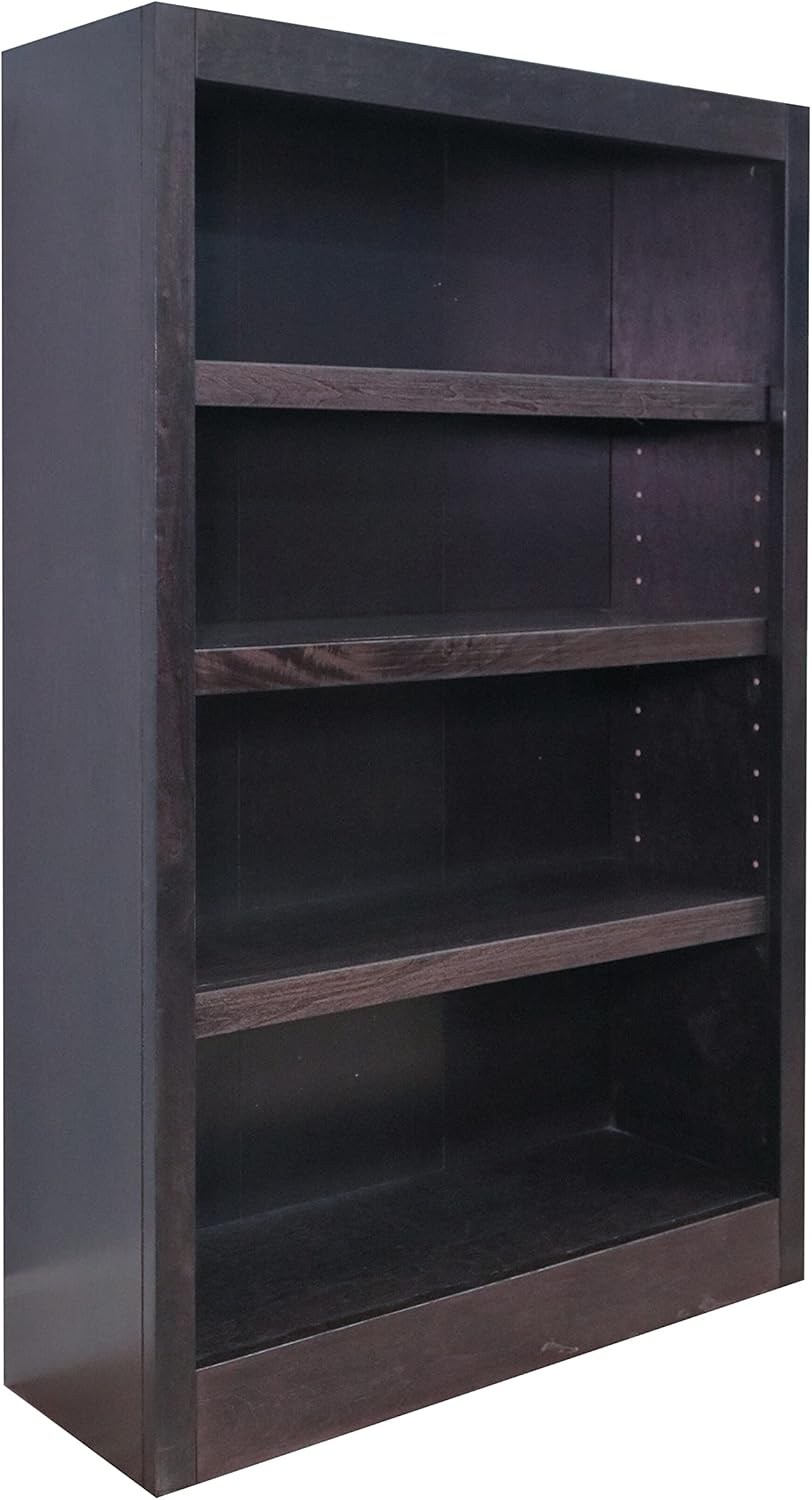 Concepts in Wood  Single Wide Bookcase, 4 Shelves Espresso Espresso Finish
