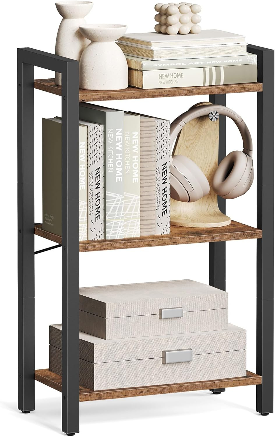 VASAGLE 6-Tier Bookshelf, Bookcase with Steel Frame, Book Shelf for Living Room, Home Office, Study, 11.8 x 31.5 x 73.2 Inches, Industrial Style, Rustic Brown and Ink Black ULLS082B01