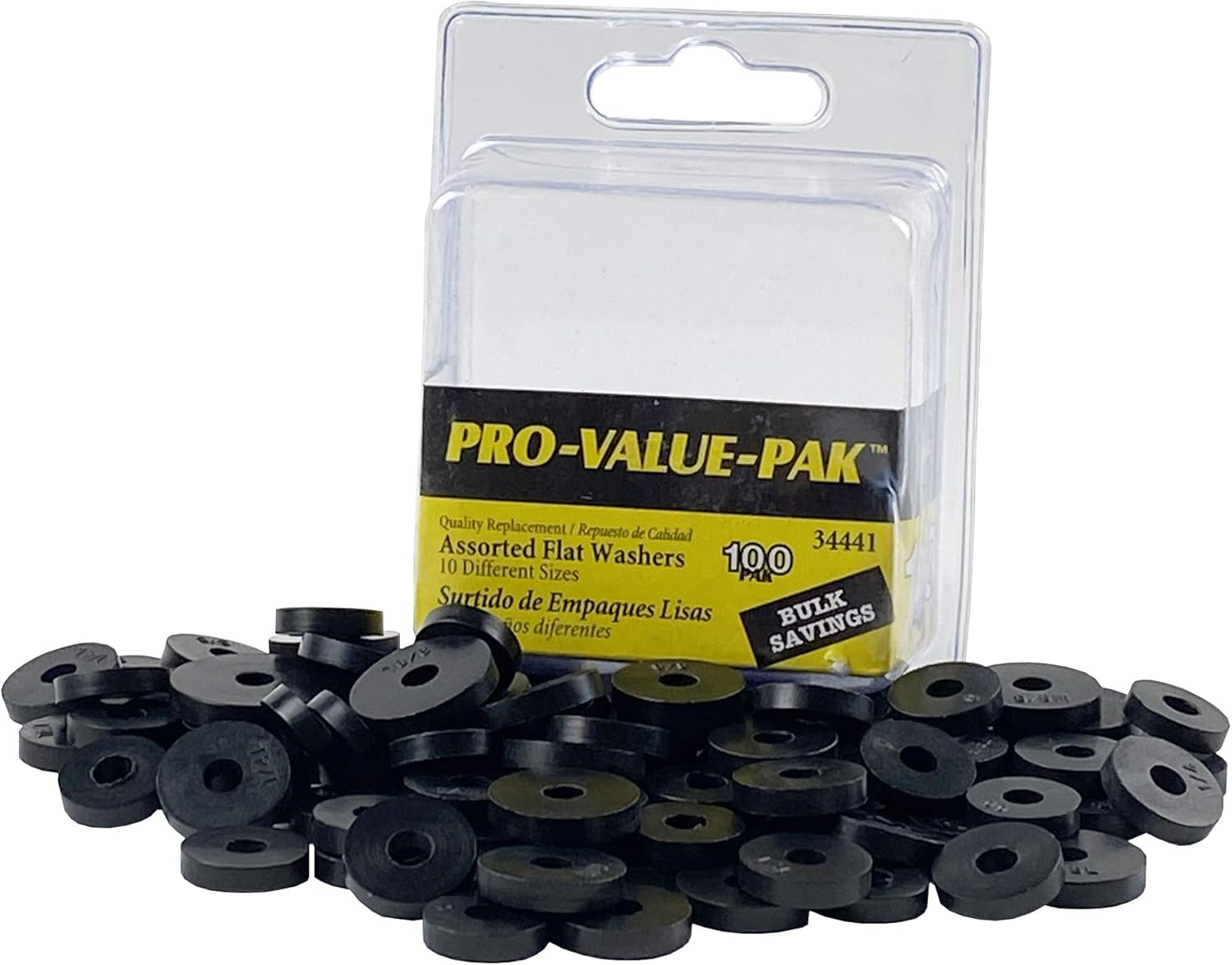 Danco 100-Piece Assorted Black Rubber Flat Washer Set