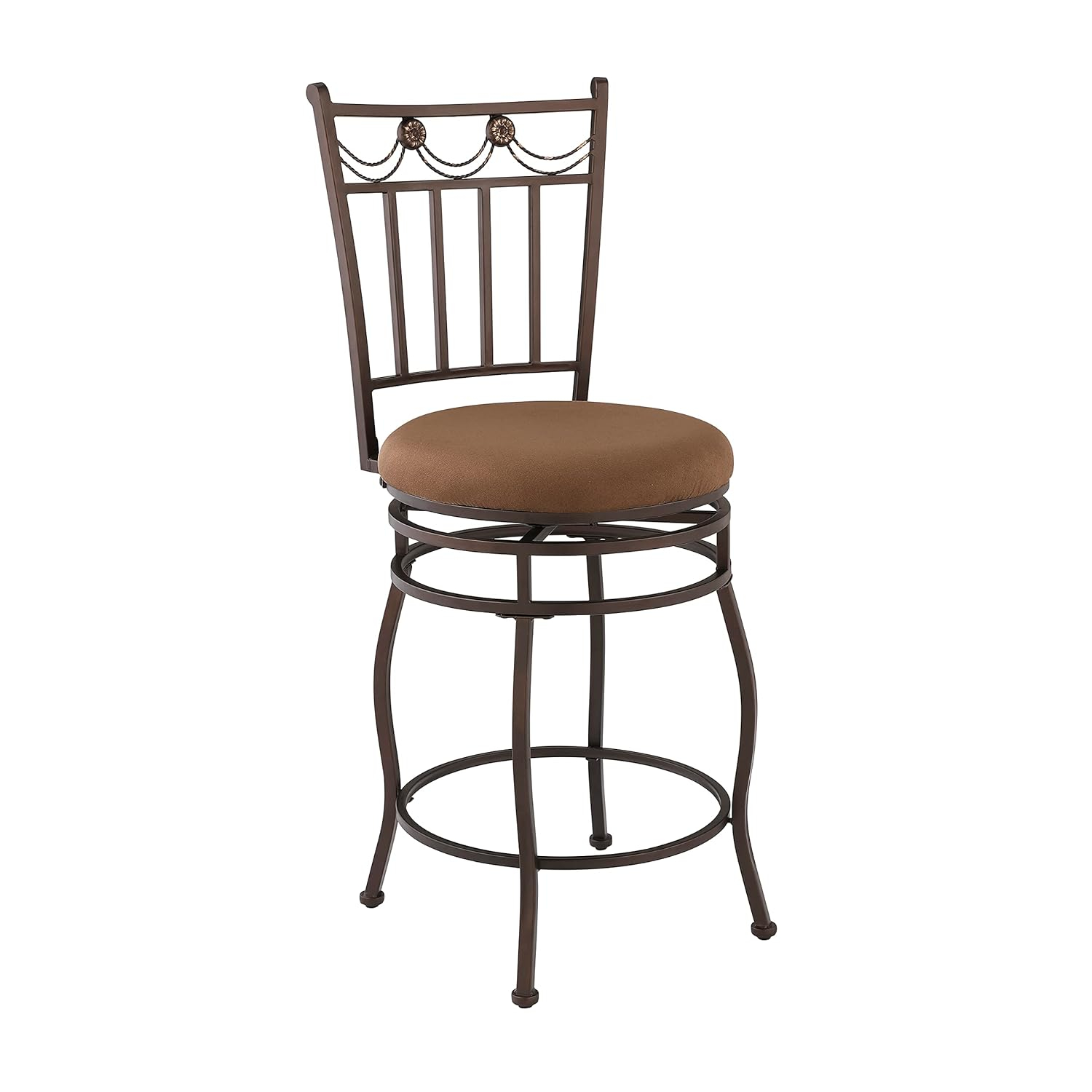 Linon Swag Counter Stool, Brown, 24 inch Seat Height
