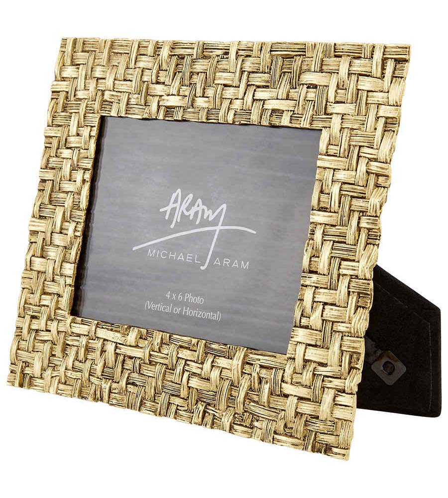 Antique Gold Woven 4x6 Photo Frame