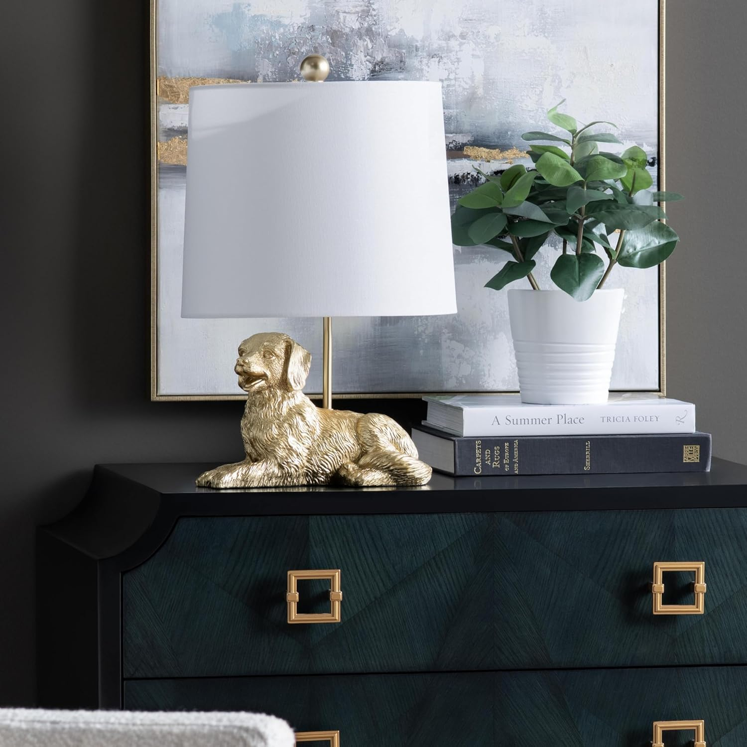 Crestview Collection 18.5" Golden Retriever Dog Table Lamp w/White Linen Shade