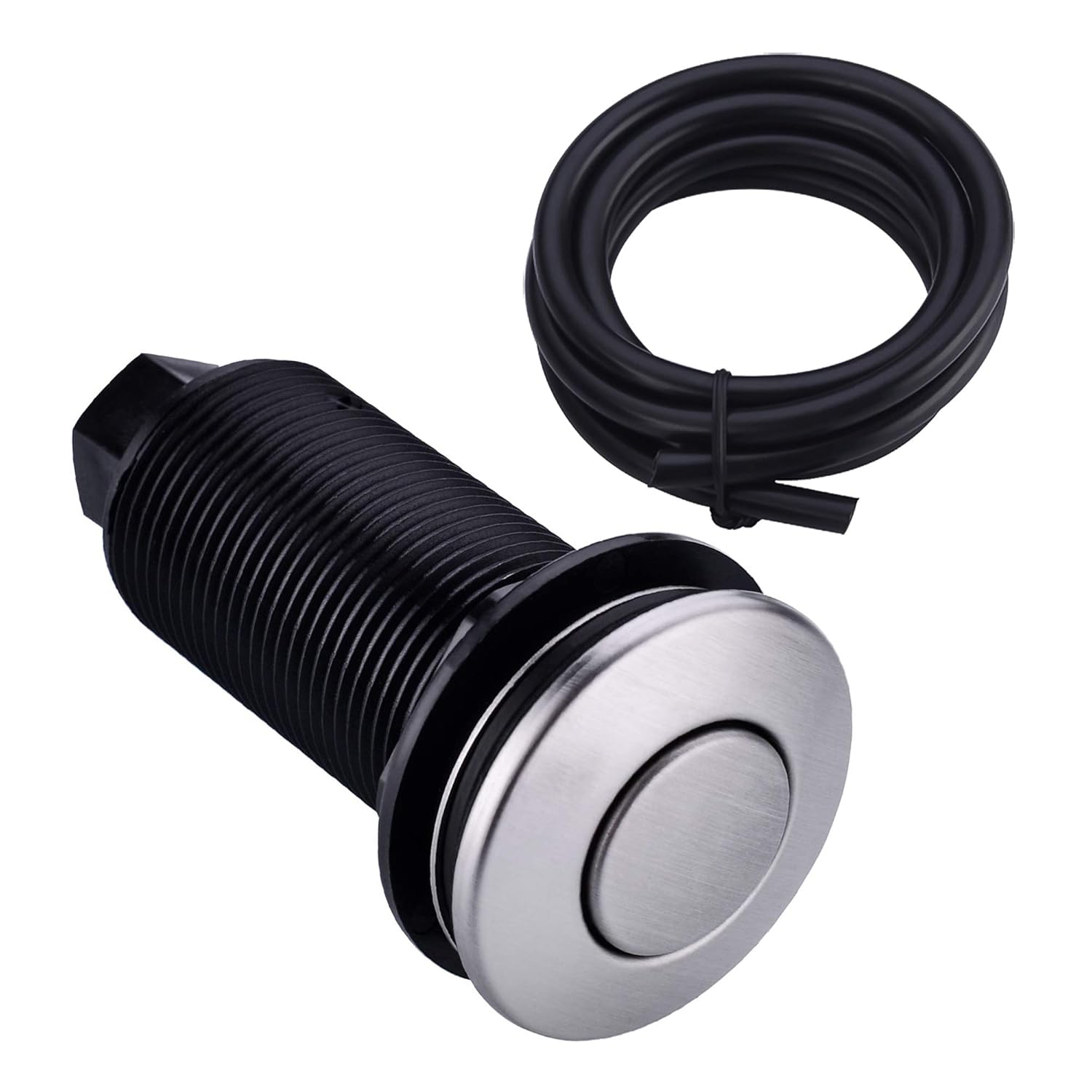 Air Activated Switch Button, Sink Top Stainless Steel Polished Push Airbutton for Food Waste Garbage Disposal Part (LONG, 2.5 Inch)