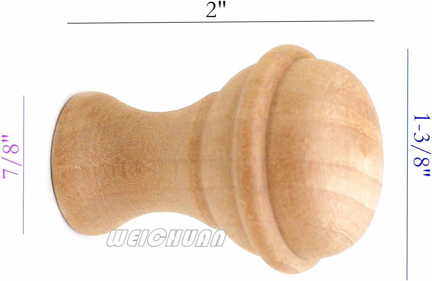 WEICHUAN 15PCS Mushroom Shape Wood Unfinished Cabinet Furniture Drawer Knobs Pulls Handles (Diameter: 1-3/8 Inches Height: 2 Inch)